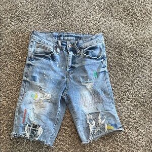 Rue21 Distressed Denim Kids Shorts with Colorful Accents